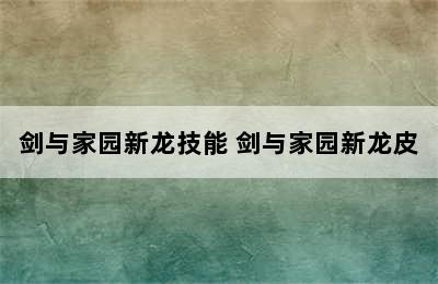 剑与家园新龙技能 剑与家园新龙皮